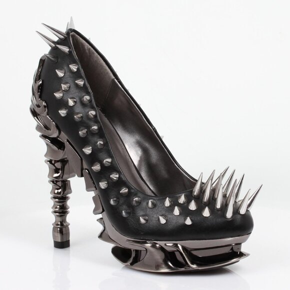 Hades Footwear Shoes - Hades ZETTA Spiked Black Pump Metallic Spinal 5" Heel 6-7-8-9-10-11 M/B Width